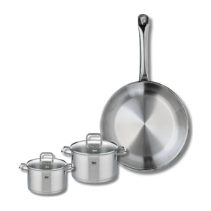 Ensemble de 1 Poêle de cuisson 28 cm et 2 faitouts 12 et 14 cm Elo Profi Citrin