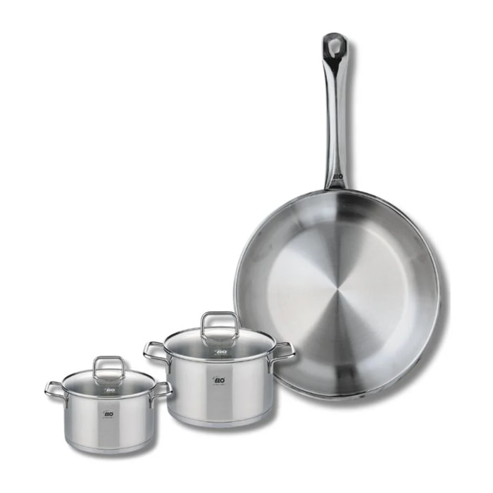 Ensemble de 1 Poêle de cuisson 28 cm et 2 faitouts 12 et 14 cm Elo Profi Citrin