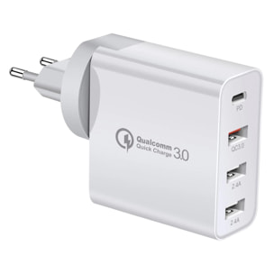 Caricatore USB PD48W. Uscite PD30W+QC3.0 18W+2.4A. Spina: USA/UE