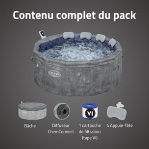 Bestway Spa semi rigide rond Lay-Z-Spa Carrara Smart AirJet Thermacore avec WiFi 4-6 personnes