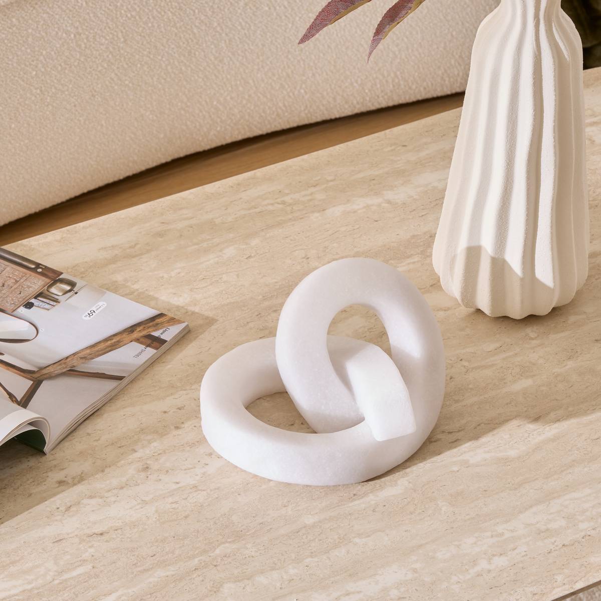 Déco à poser Louan H.20cm résine blanc