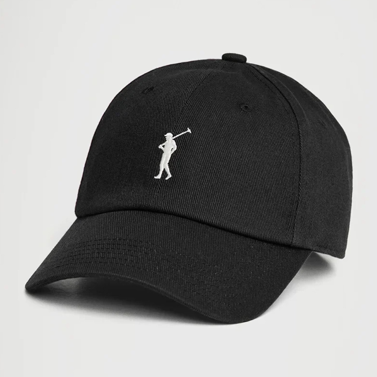 Gorra negra de seis paneles con logo Rigby Go