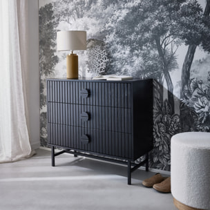 Commode décor bois rainuré 3 tiroirs BAZALT