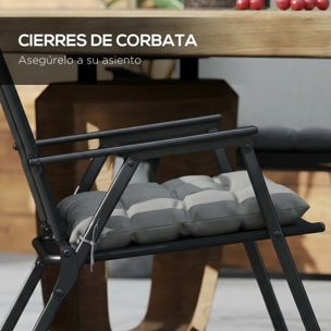 Juego de 6 Cojines para Sillas de Comedor, 40x40 cm, 6 Piezas, Cojines para Sillas de Jardín Acolchados con Cintas y Fundas Extraíbles, Gris Oscuro