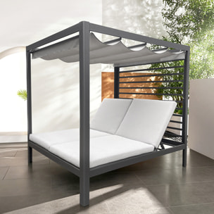 Lit de jardin 2 places structure aluminium gris foncé TALANA