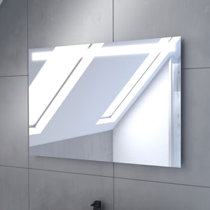 Meuble salle de bain 80x80 -Finition chene naturel + vasque blanche + miroir Led- TIMBER 80 - Pack26
