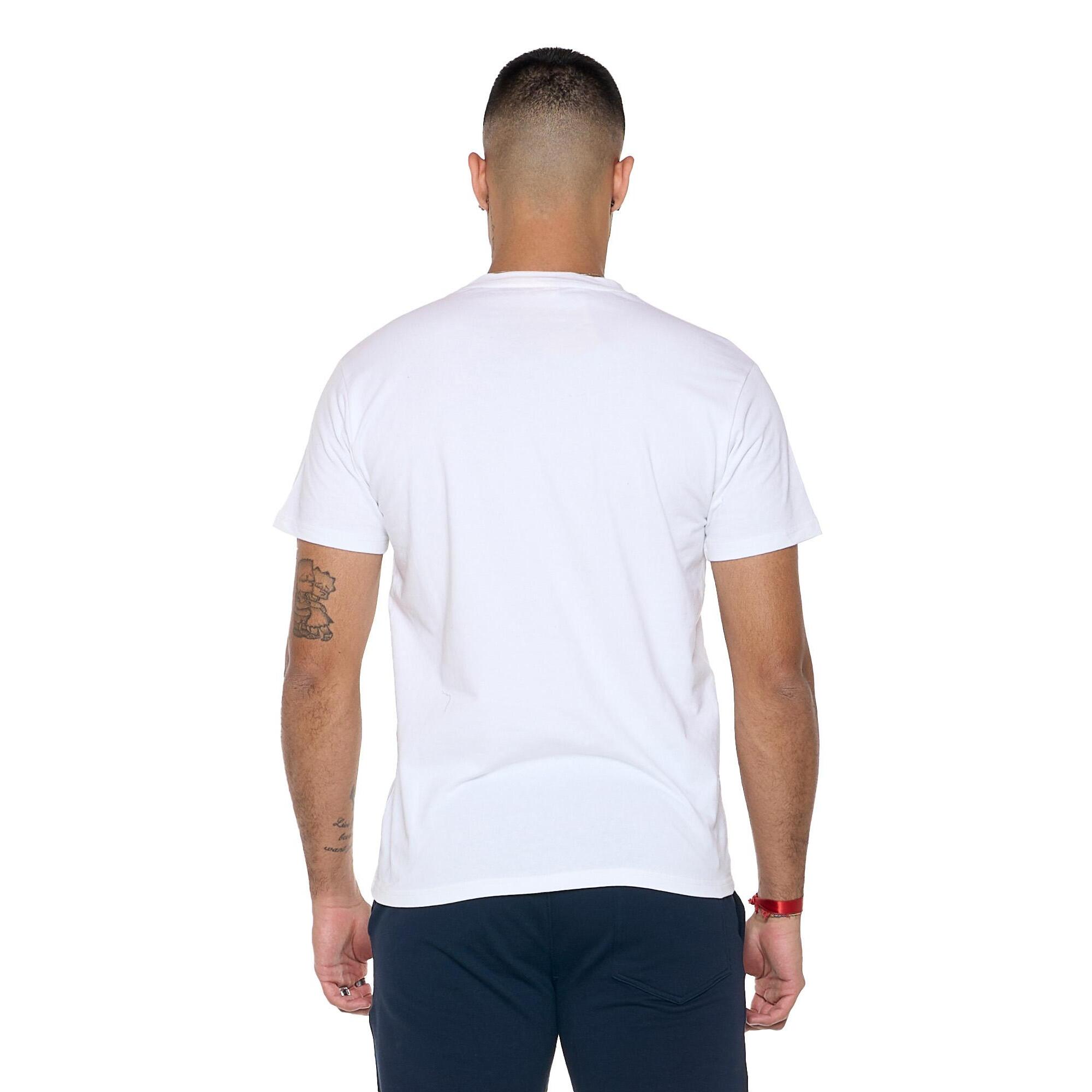 Camiseta de hombre de manga corta de algodón elástico con pequeño logo "Basic"