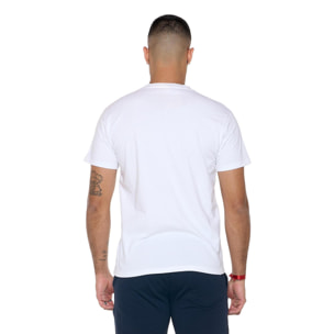 Camiseta de hombre de manga corta de algodón elástico con pequeño logo "Basic"