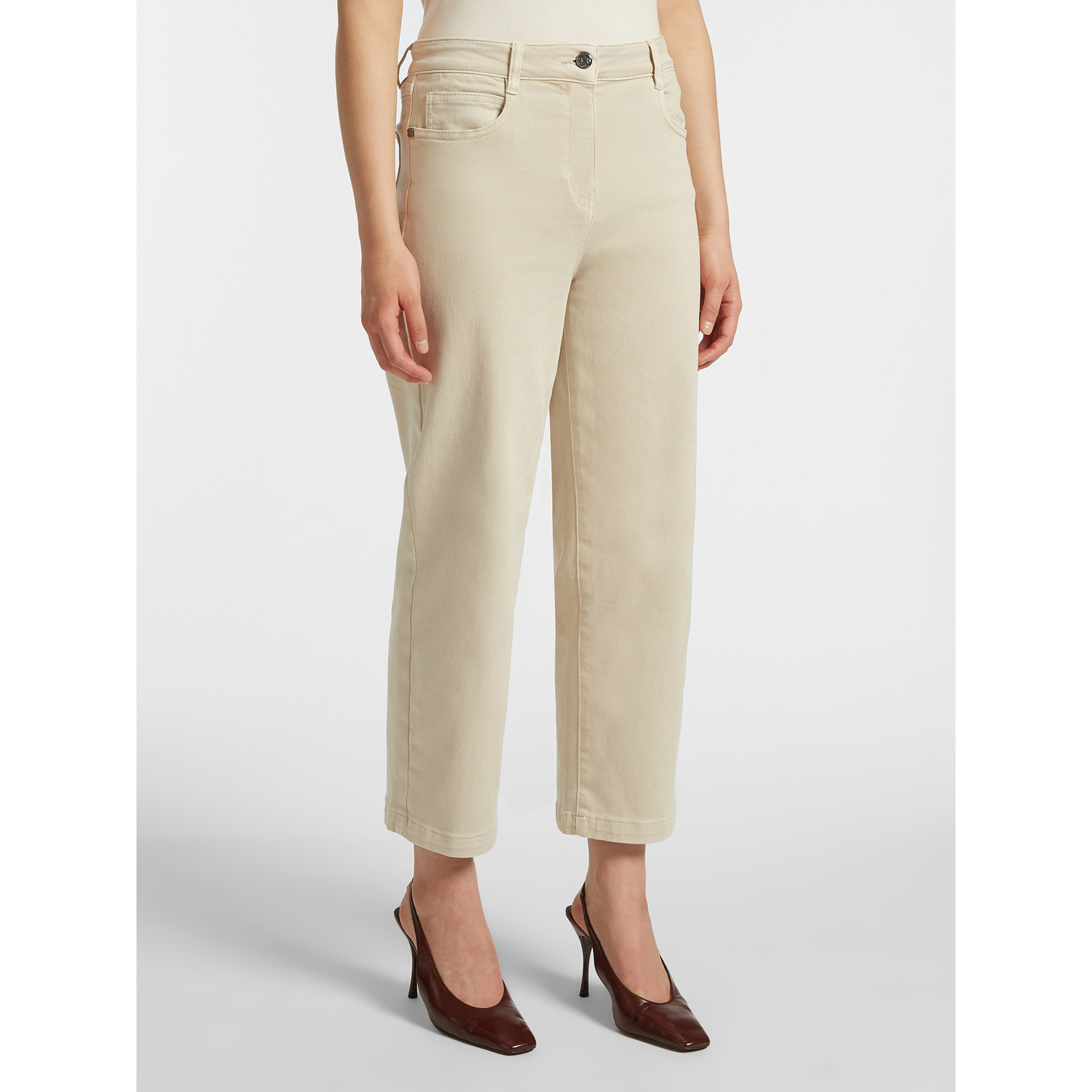 Elena Mirò - Pantaloni cropped cinque tasche in drill - Beige