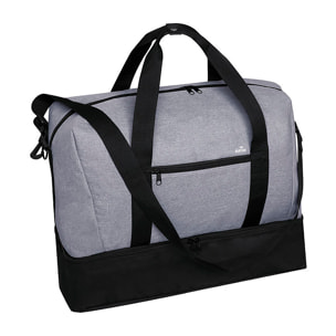 Bolso viaje poliester 6000D acabado denim con protector RFID. Compartimento Portazapatos