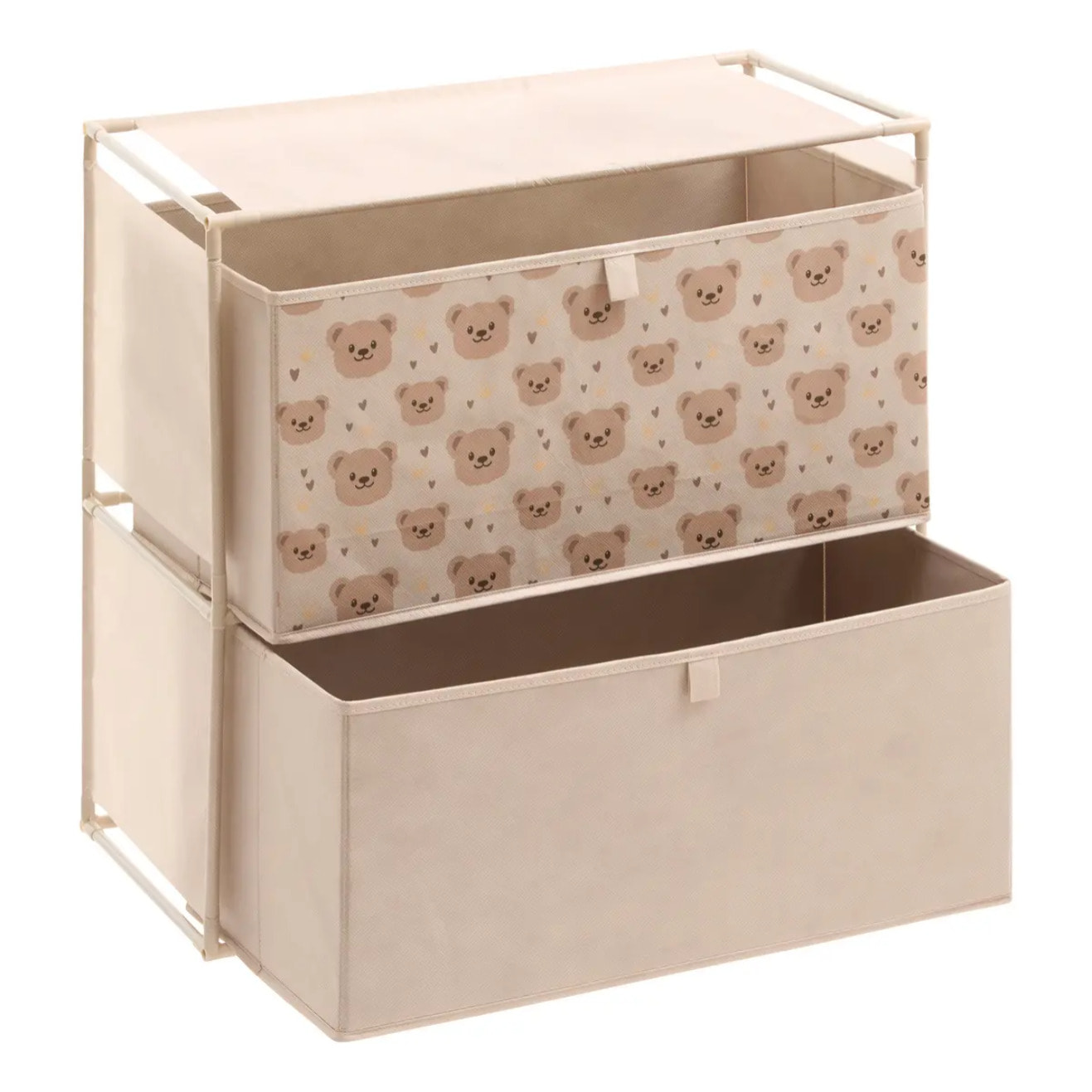 Commode Enfant Tissa 2 Tirroirs Beige Imprimé Ourson 60x30x60 cm