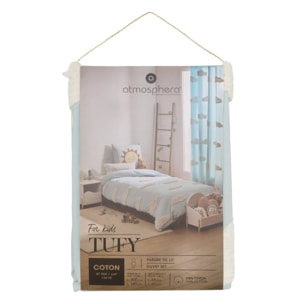 Parure de Lit Tufy 140x200 cm Bleu clair Imprimé Nuages