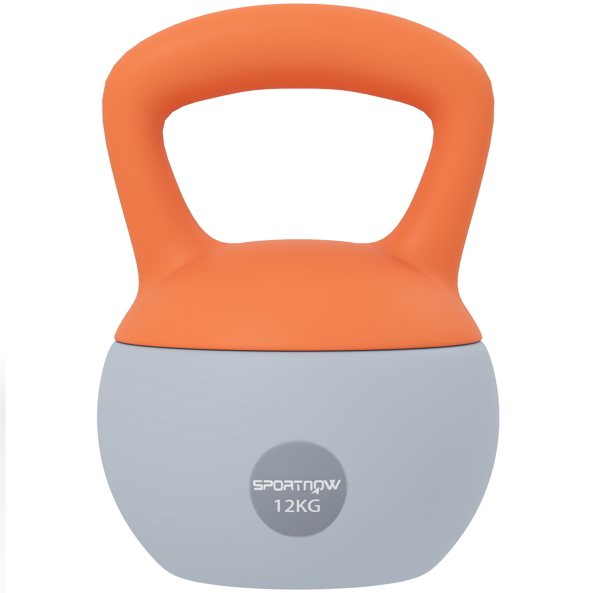 Pesa Rusa 12 kg, Soft Kettlebell Relleno de Arena Metálica y Mango Antideslizante, para Entrenamiento Culturismo en Casa, Gimnasio, Naranja y Gris