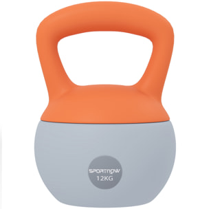 Pesa Rusa 12 kg, Soft Kettlebell Relleno de Arena Metálica y Mango Antideslizante, para Entrenamiento Culturismo en Casa, Gimnasio, Naranja y Gris