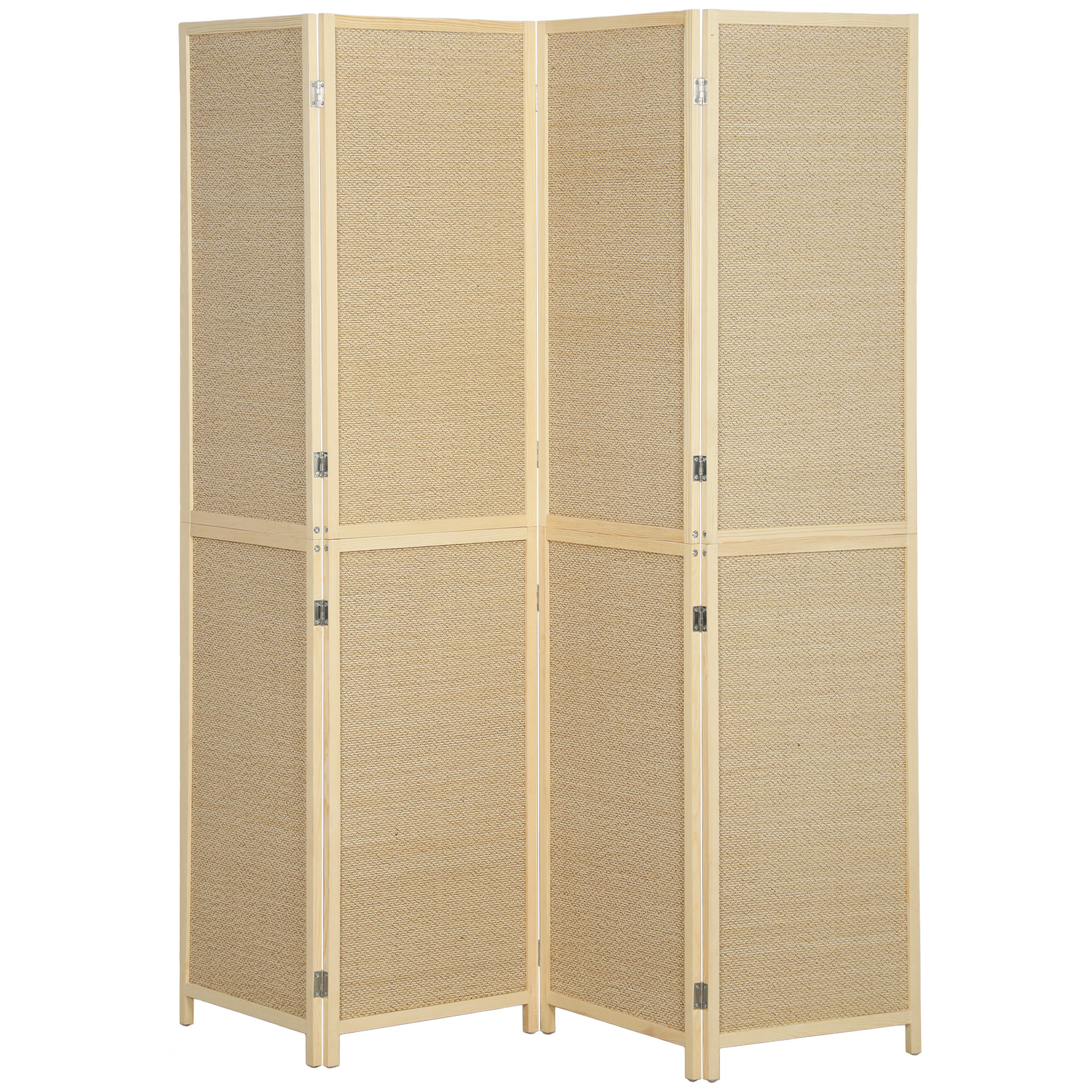 Paravent intérieur style bohème bois bambou 4 panneaux pliables séparateur de pièce