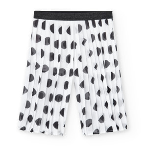 Pantalón de gasa plisada niña, estampado, color negro