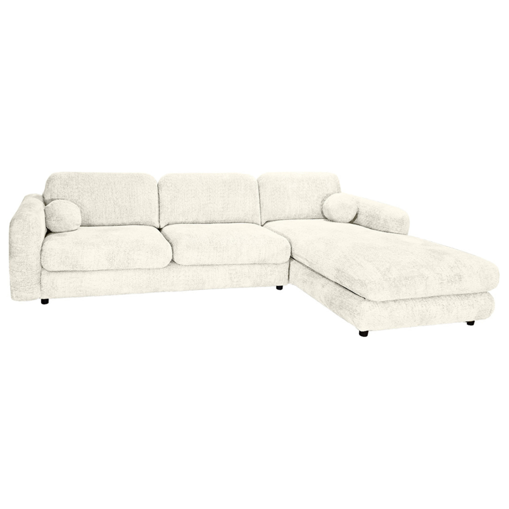 Rachel - Canapé d'angle droit 4 places en tissu bouclette - Beige