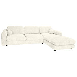Rachel - Canapé d'angle droit 4 places en tissu bouclette - Beige