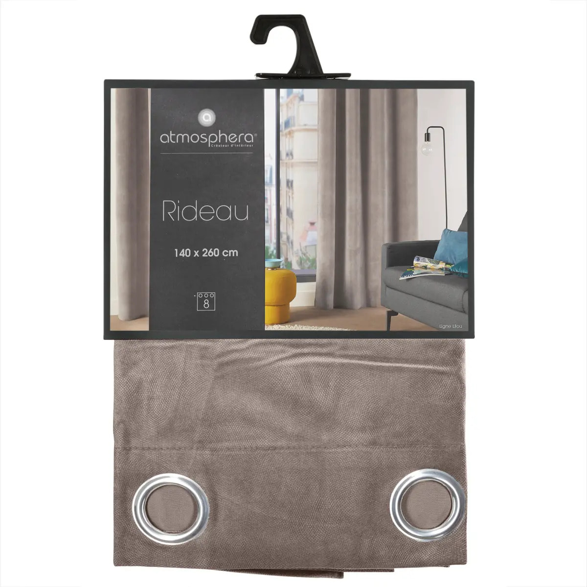 Rideau "Lilou" gris taupe 140x260cm