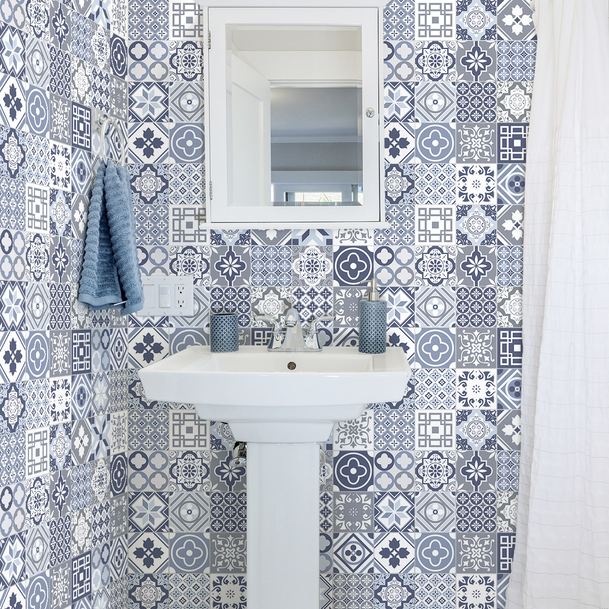 Stickers muraux - Sticker Mural Carrelage adhésif Cuisine Salle de Bain - 60 STICKERS CARRELAGES TALISIA