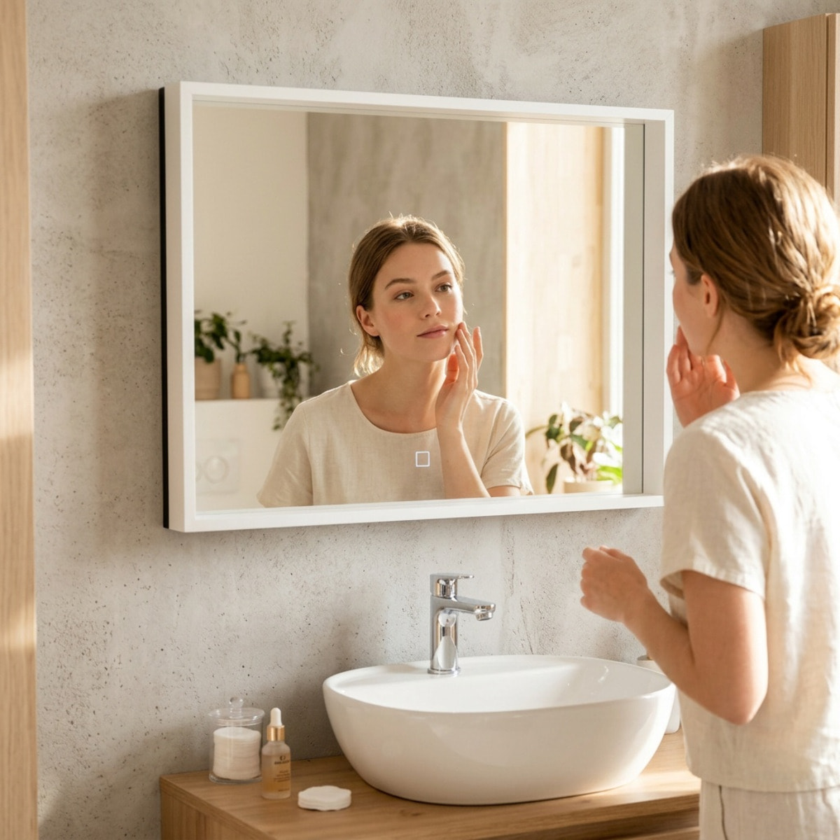 Miroir LED rectangulaire 80x60 cm avec capteur tactile SAT Vision (SATZVIOBLED6080)