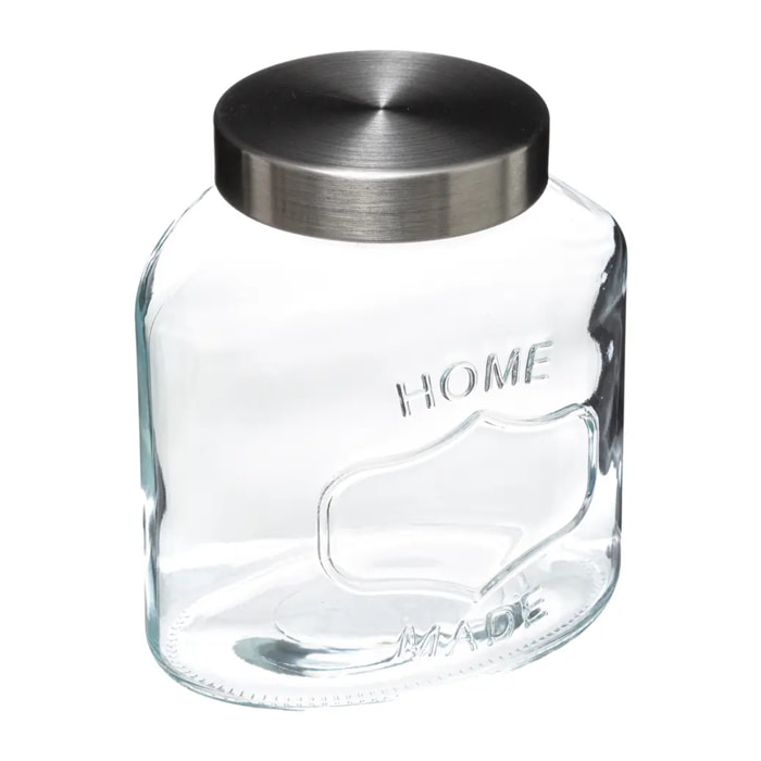 Bocal verre couvercle inox 1L