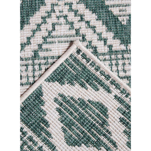 Tapis d'extérieur Reversible befe aux motifs ethniques vert et beige