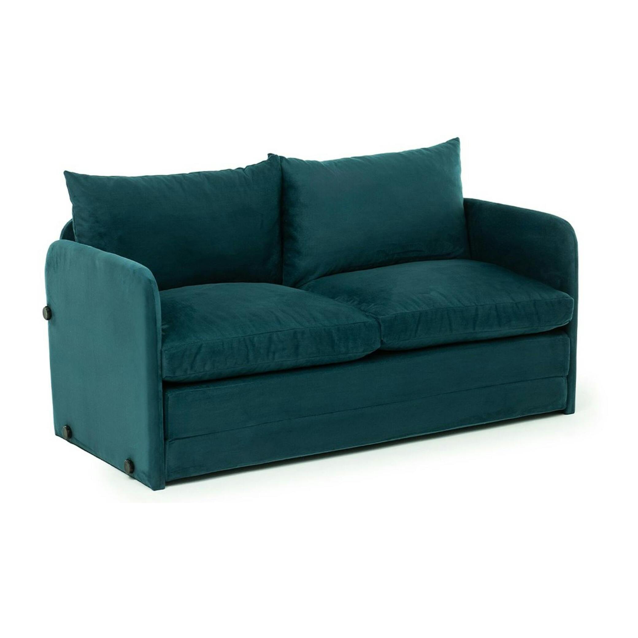 Canapé-lit en tissu bleu lagon, 2 personnes 140 cm ORURO