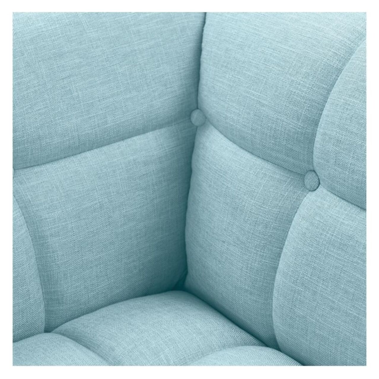 Fauteuil capitonné en tissu bleu clair - Carmen