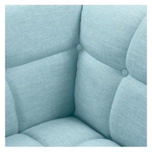 Fauteuil capitonné en tissu bleu clair - Carmen
