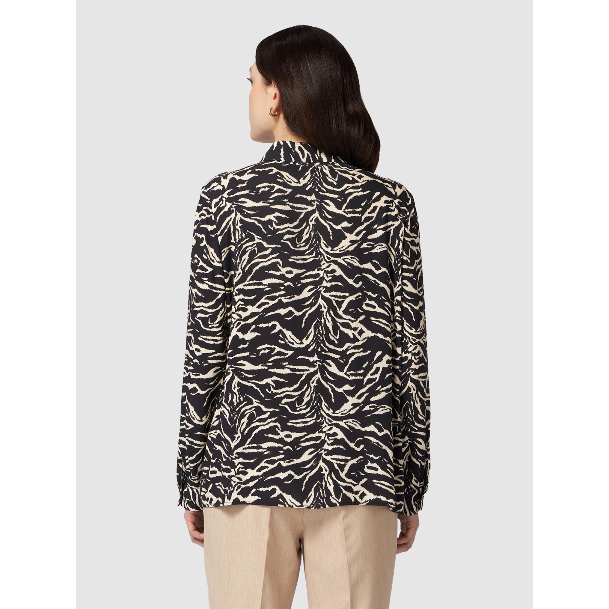 Oltre - Camicia animalier in viscosa eco-friendly - Nero