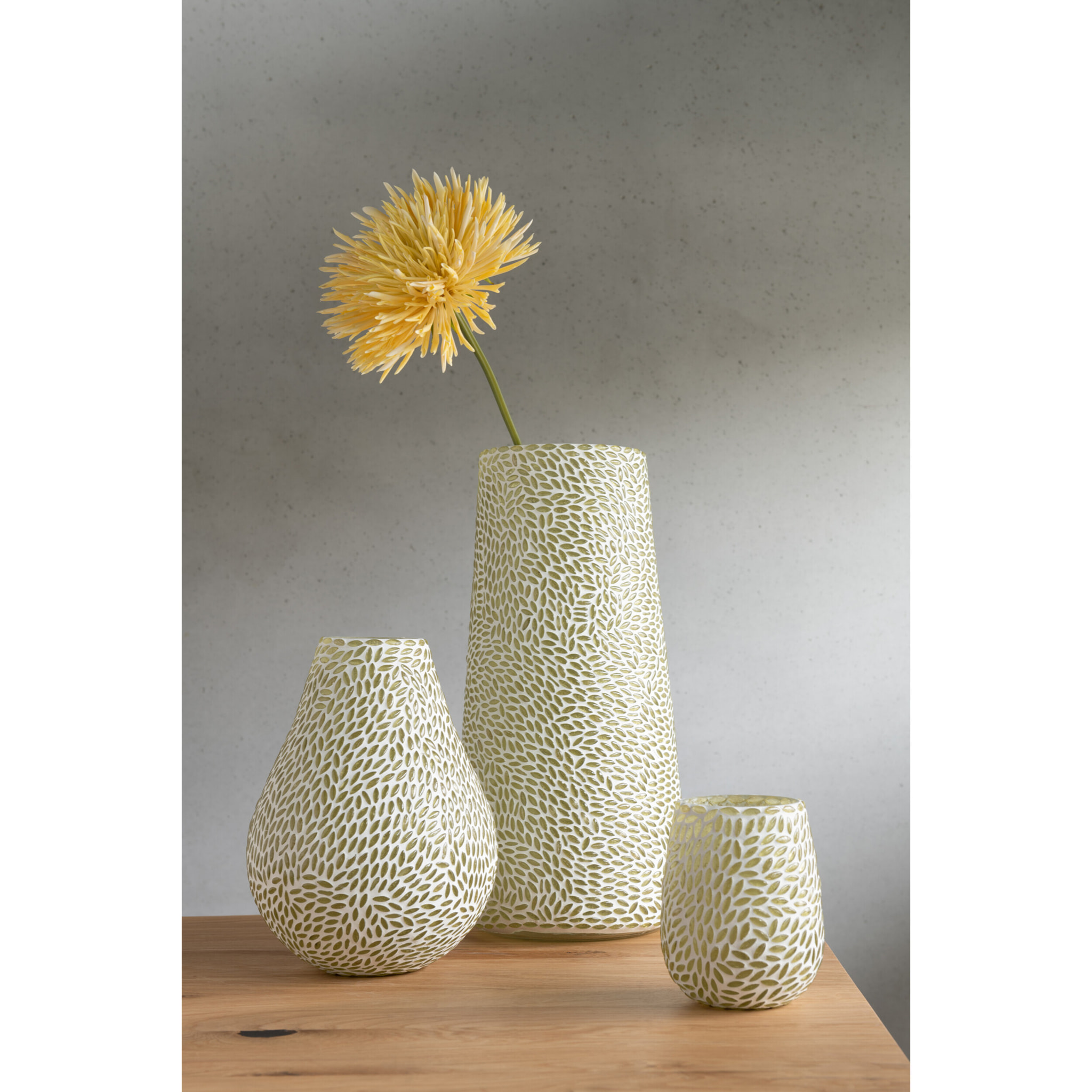 J-Line photophore Mosaique - verre - vert/blanc - small