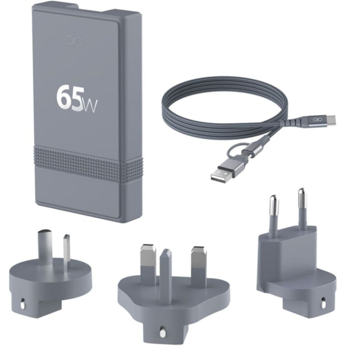 Chargeur + câble FORCE POWER de voyage 65W de voyage GaN USB-A + C