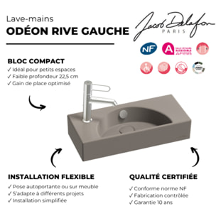 Lave-mains compact 50 cm Odéon Rive Gauche 1 trou de robinetterie à gauche Brun sepia satiné