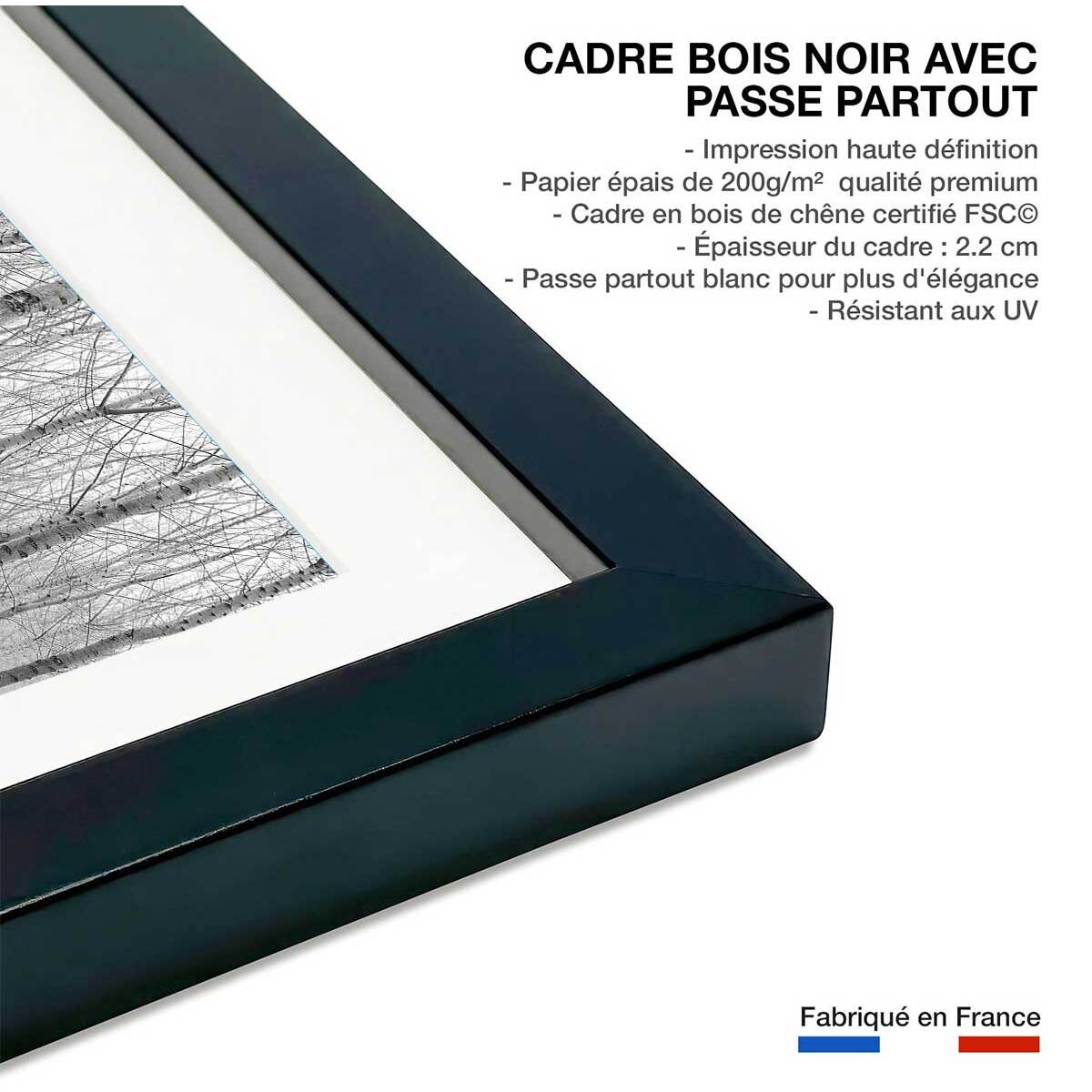 Affiche nature automnale pieds dans l'eau Affiche sous cadre noir