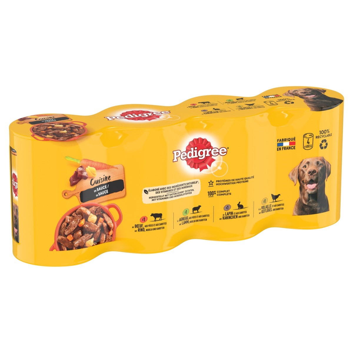 PEDIGREE 12 Boîtes en sauce 4 variétés pâtée pour chien 400g (3x4)