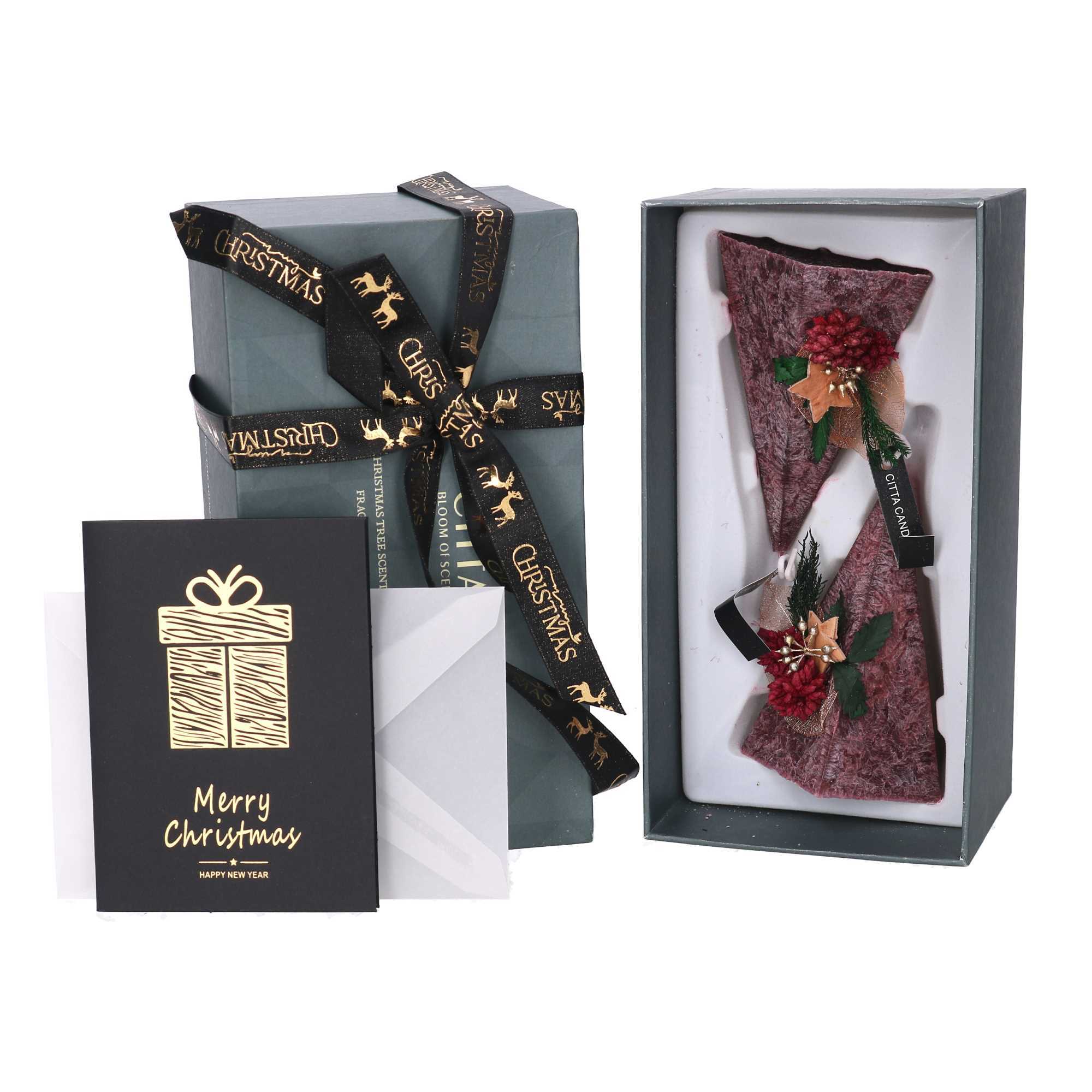 Set di 2 candele in cera profumata con aroma di legno cm22,5x12x10