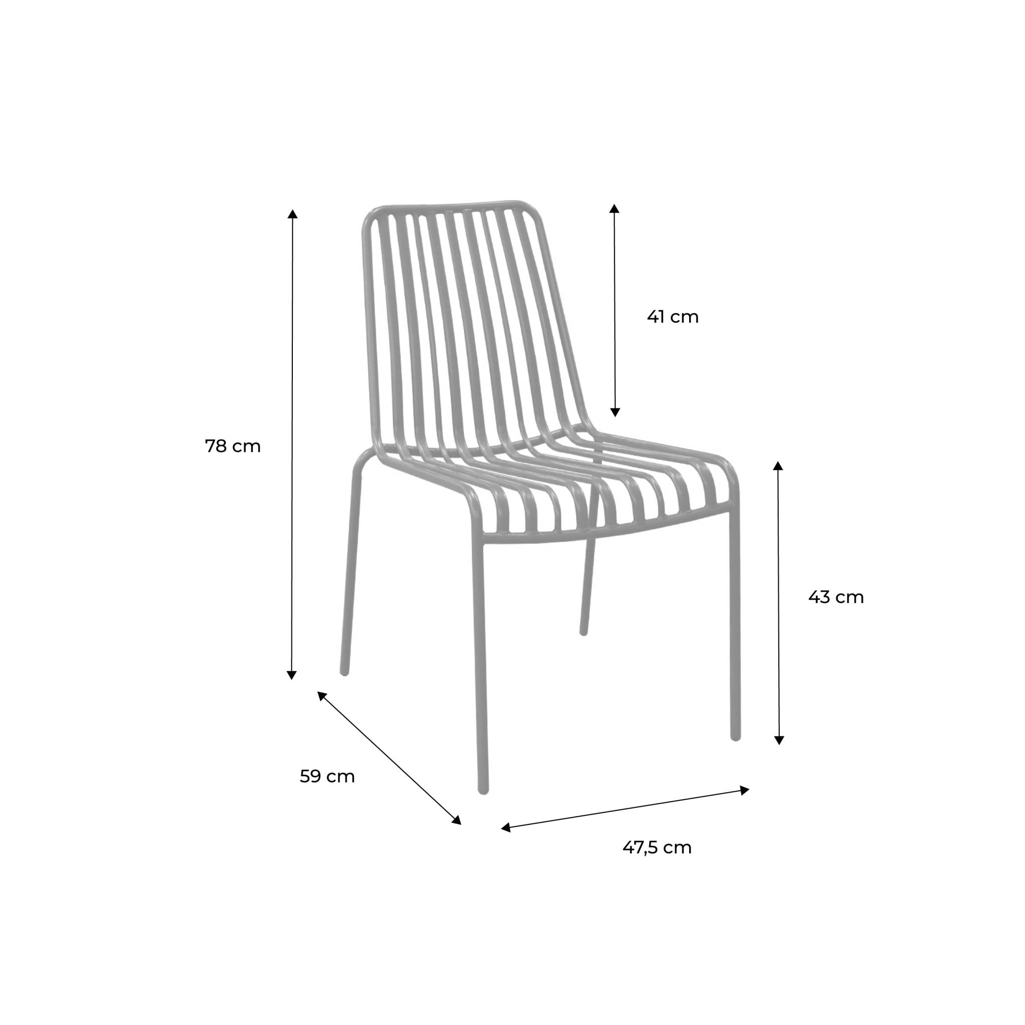 Lot de 2 chaises de jardin FLORIDA terracotta empilable en acier. L 59 x P 47.5 x H 78 cm