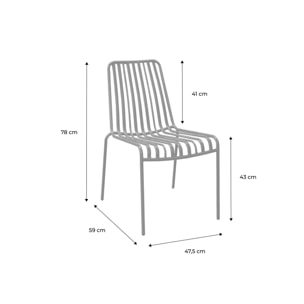 Lot de 2 chaises de jardin FLORIDA terracotta empilable en acier. L 59 x P 47.5 x H 78 cm