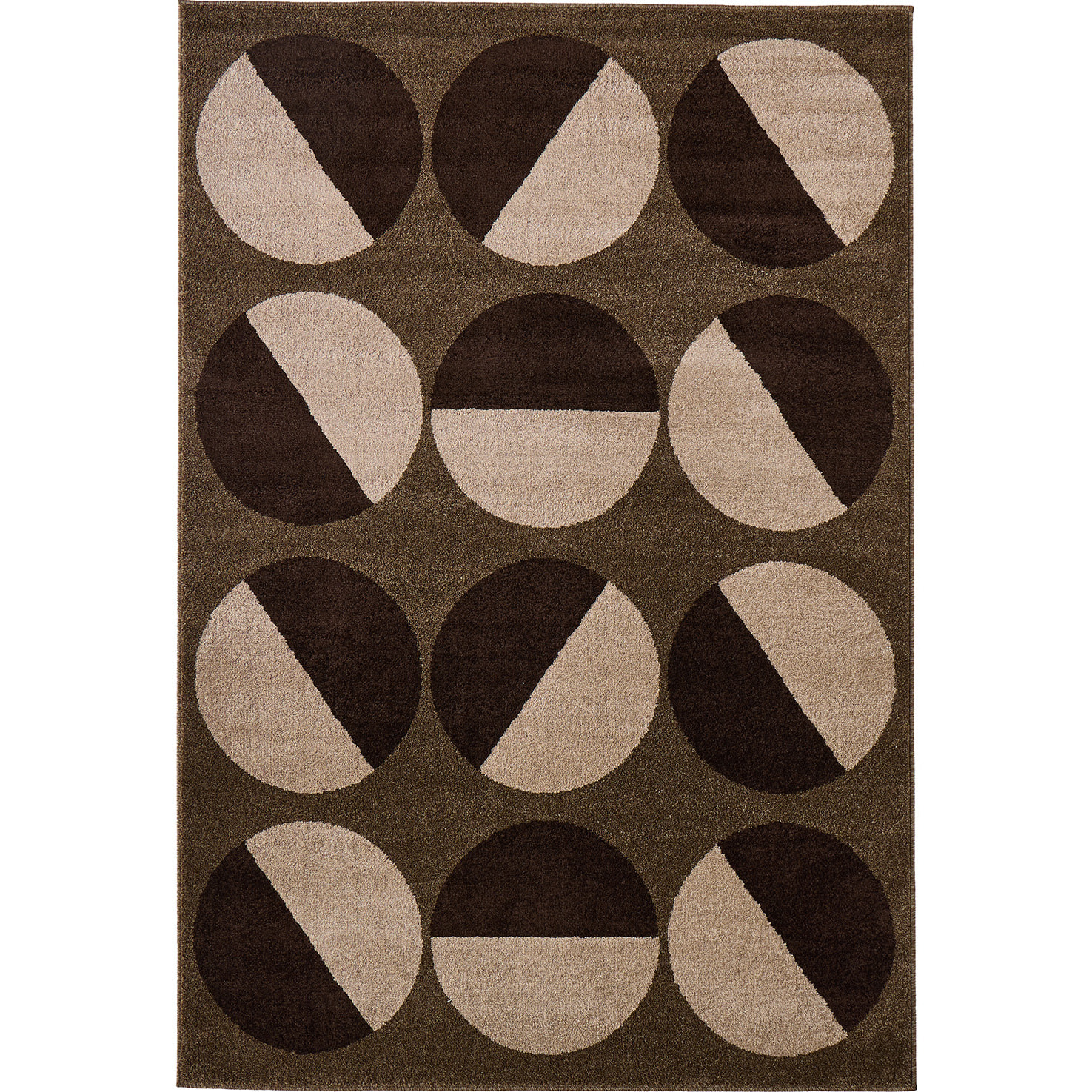 SANTAL - Tapis de salon marron à motif géométrique