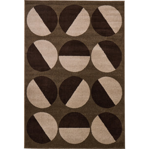 SANTAL - Tapis de salon marron à motif géométrique