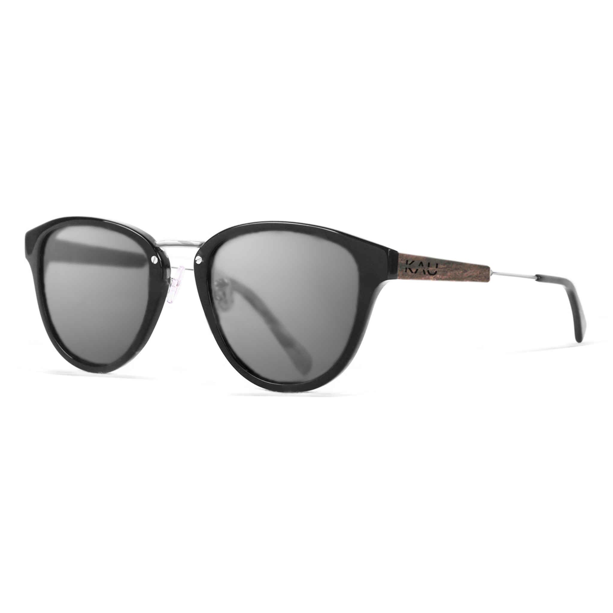 Gafas de sol KAU VENECIA - De acetato negro brillante y madera de ébano / Ahumada