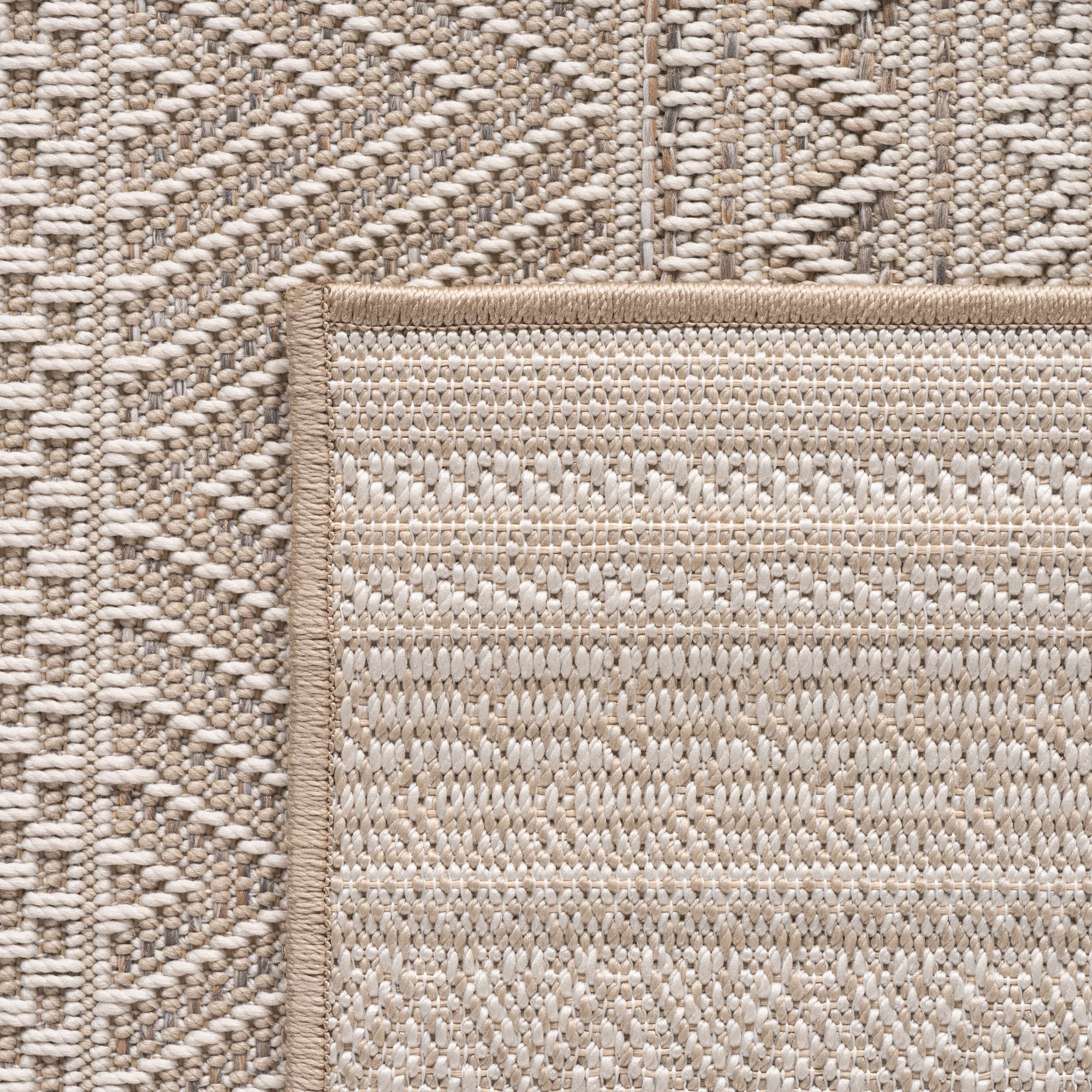 DESERT - Tapis rond intérieur/extérieur beige, design ethnique