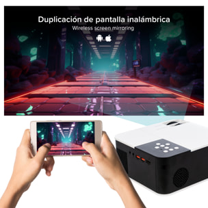 Videoproyector LCD W35 con 150 lúmenes ANSI, soporte Full HD 1080p, duplicación de pantalla inalámbrica.