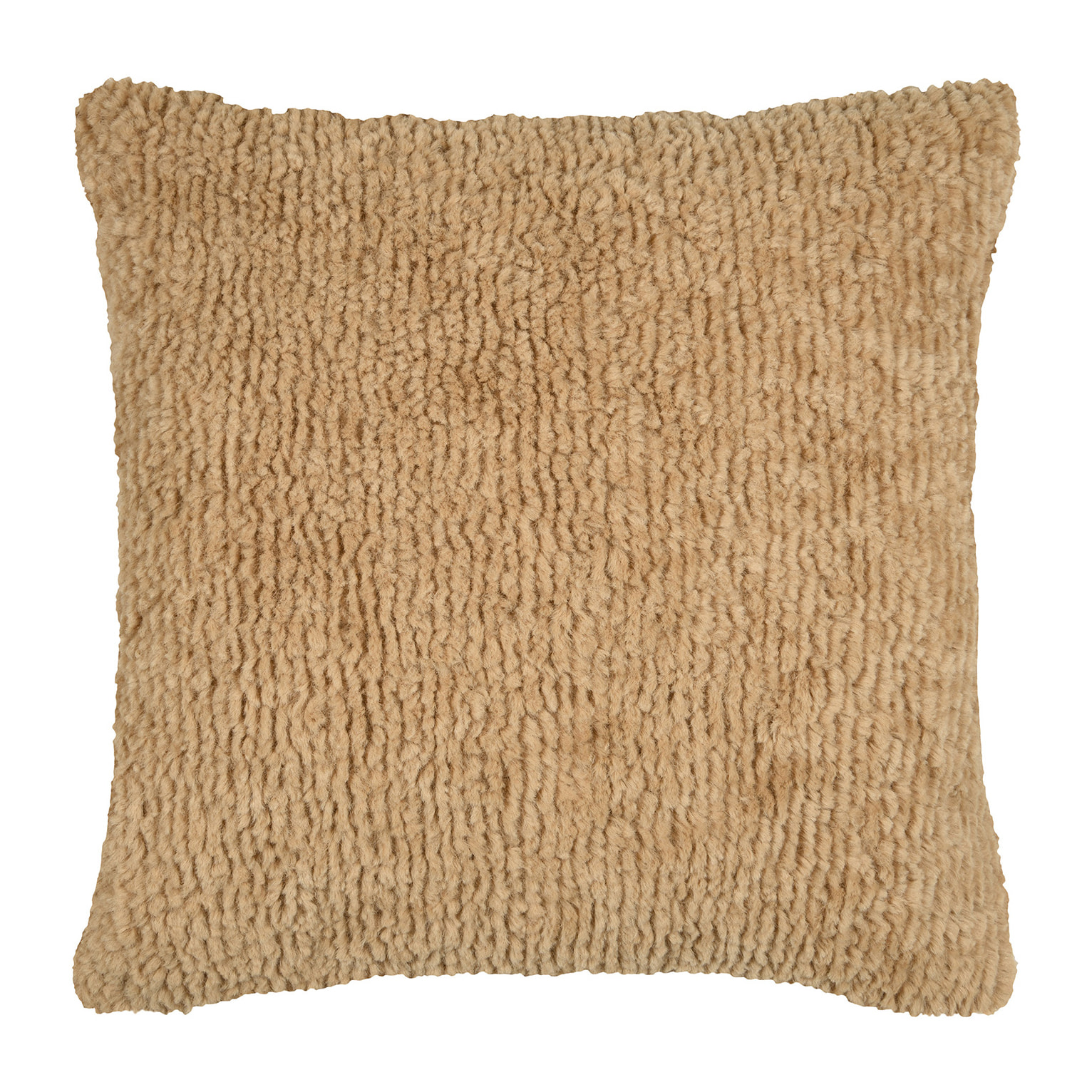 Coussin carré fausse fourrure avec recto velours - Beige