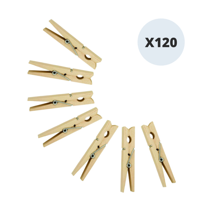 Lot de 120 pinces à linge en bois géantes MSV