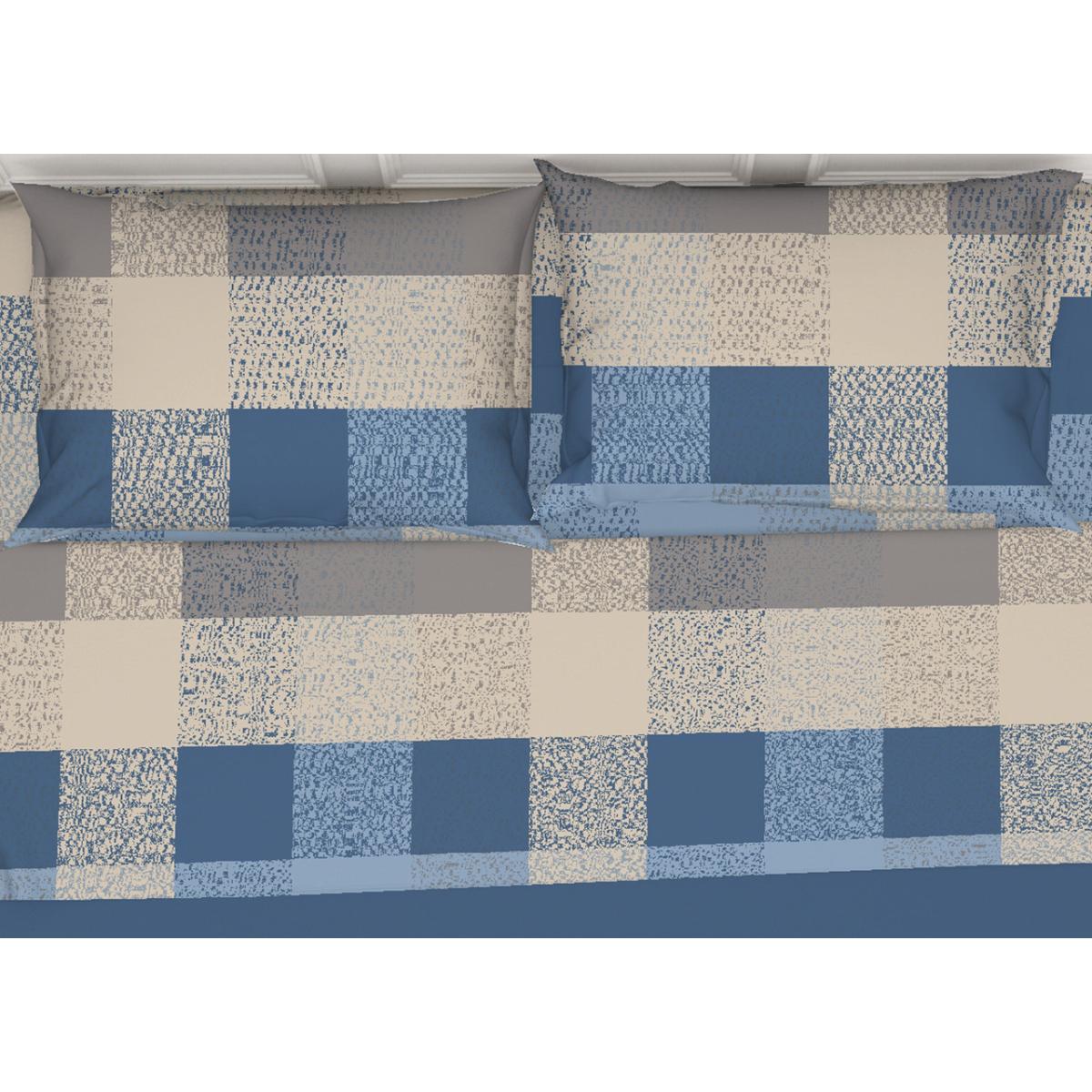 Completo Lenzuola 100% Cotone Scotland Azzurro