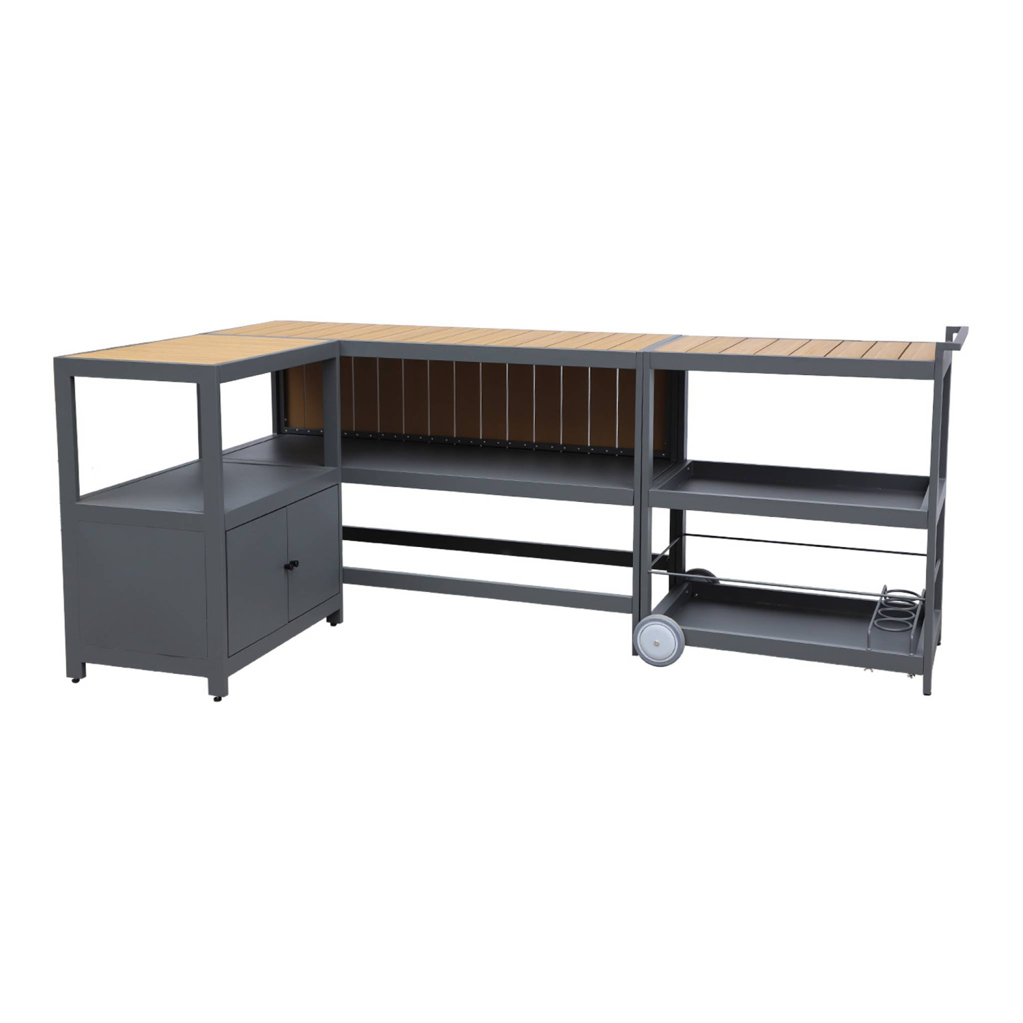 Cuisine extérieure avec 3 modules aluminium anthracite ALBI