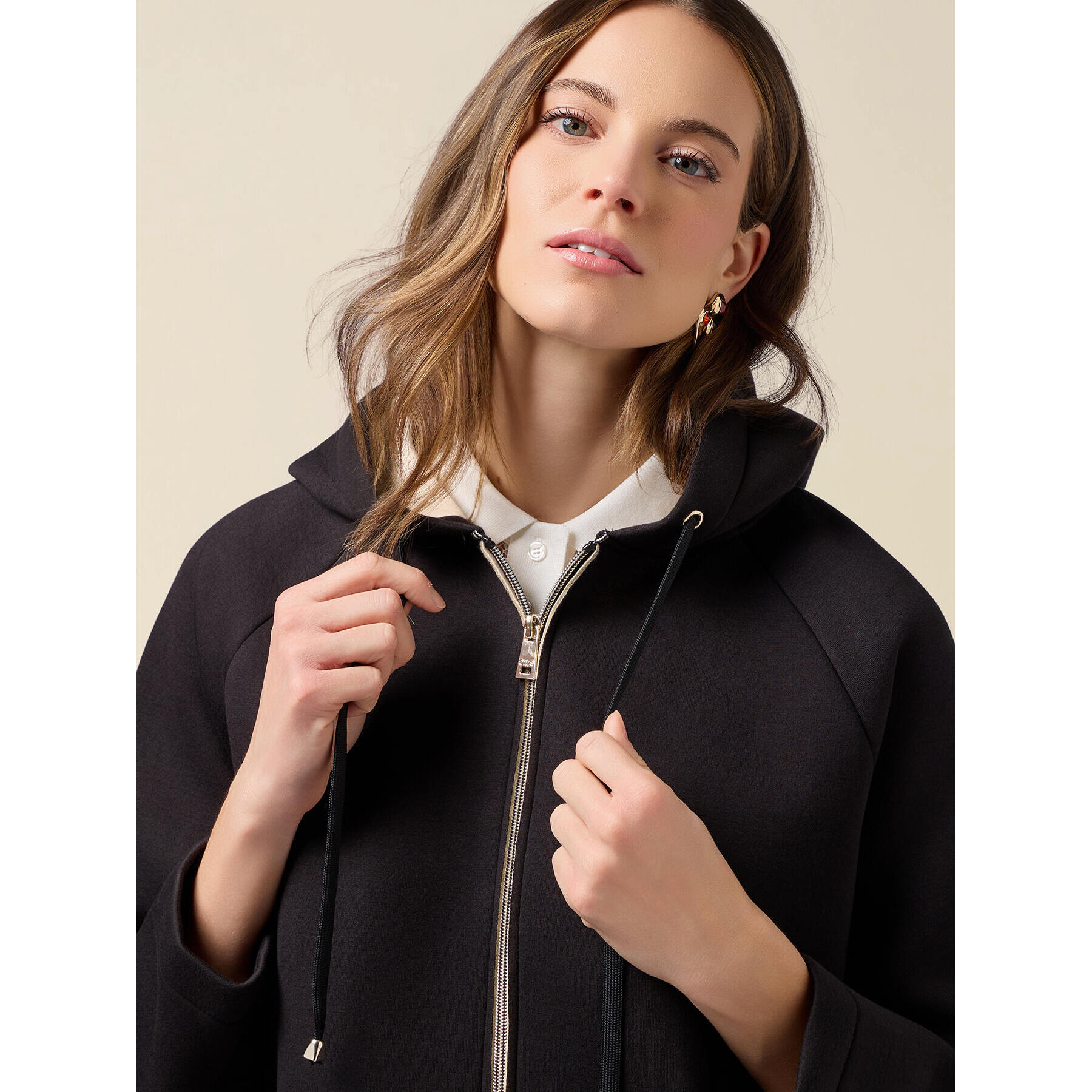 Oltre - Chaqueta con capucha y cremallera - Negro