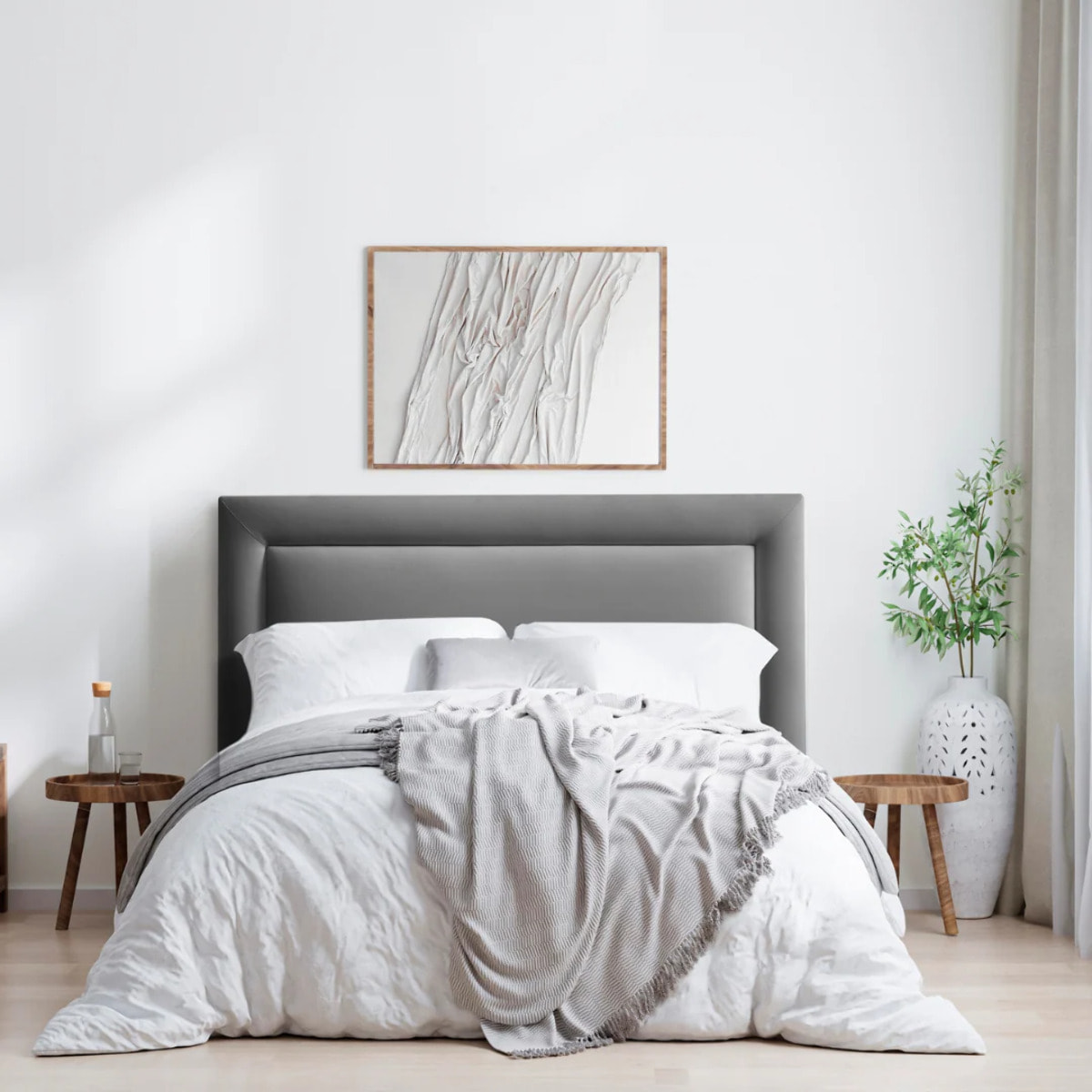 Cabecero de madera tapizado en tela para cama de 105 135x132